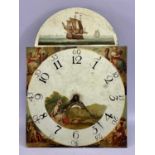 30 HOUR LONG CASE CLOCK MOVEMENT - mid 19th century, striking on a bell with arched painted,