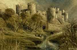 KEITH ANDREW original watercolour - titled verso 'Conwy Castle 2004', depicting a Gyffin River