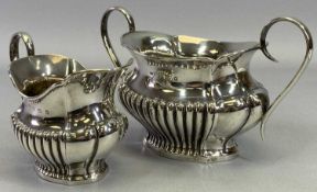 MATCHING SILVER SUGAR BOWL & MILK JUG SET - Birmingham 1902, Maker Joseph Gloster, both segmented