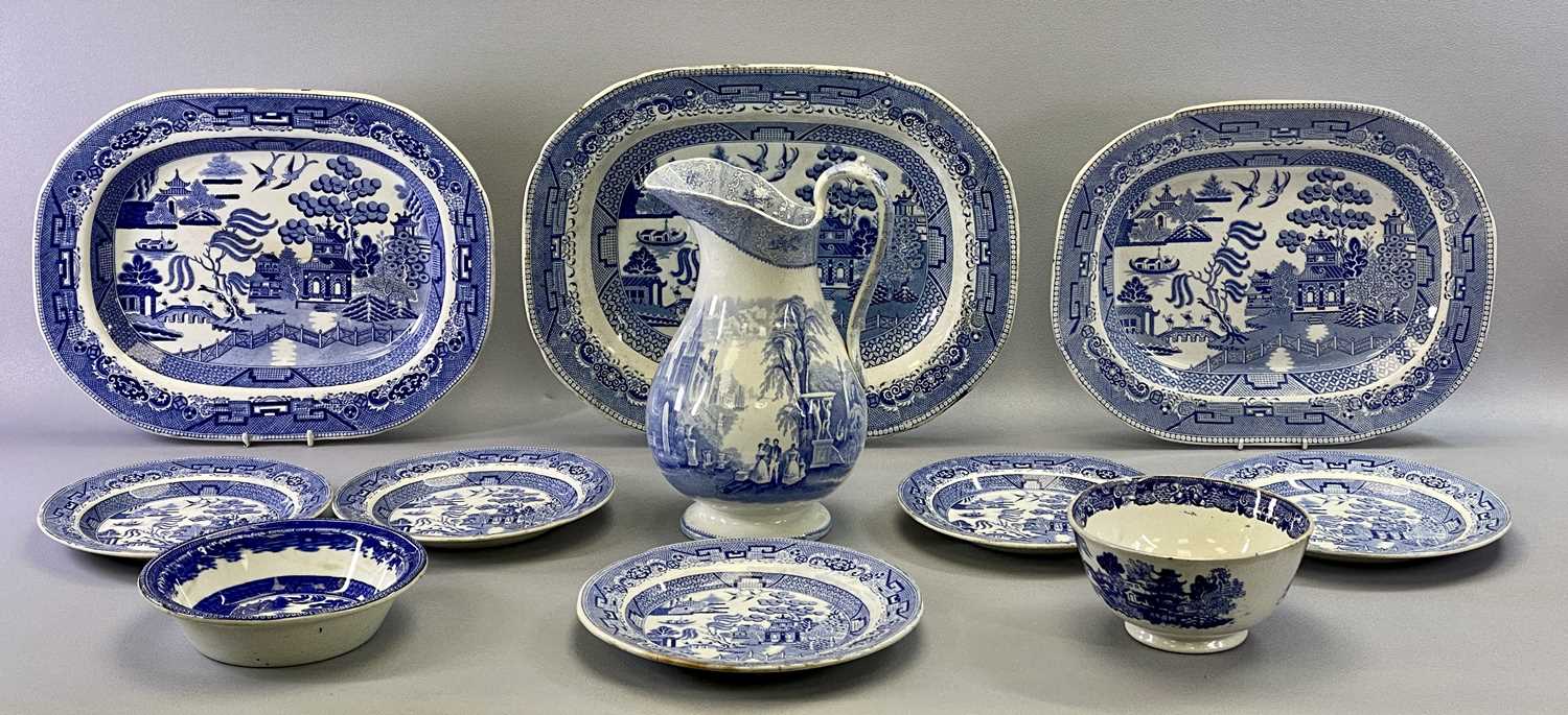 STAFFORDSHIRE BLUE & WHITE TRANSFER WARE POTTERY - late 19th century, six oval indented meat - Image 3 of 3