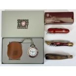 A SWISS ARMY MODEL 24721 SWISS ARMY BRAND POCKET WATCH, with leather belt pouch in box, a Victorinox