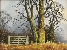 VINCENT SELBY (British 1919 - 2004) oil on board - woodland gate, signed lower left, 14 x 18.5cms