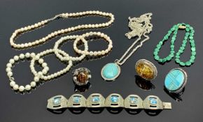 MIXED NATURAL STONE & SIMILAR JEWELLERY, fresh water baroque pearl necklaces, ETC, to include