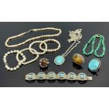 MIXED NATURAL STONE & SIMILAR JEWELLERY, fresh water baroque pearl necklaces, ETC, to include