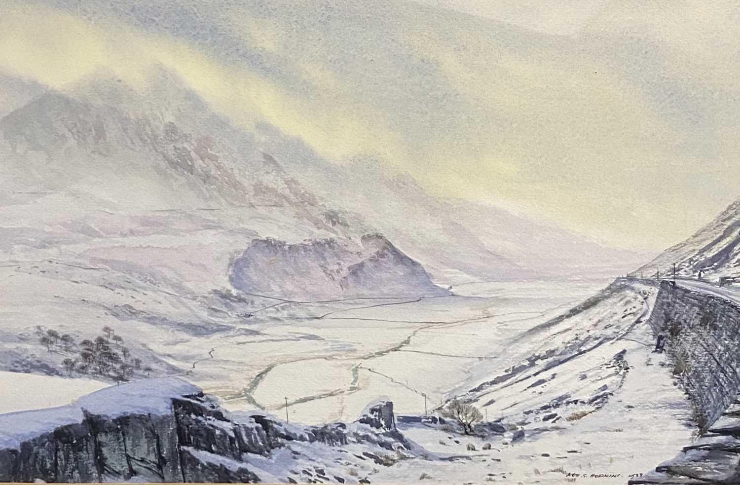 NEIL S HOPKINS (British born 1942) watercolour - mountainous winter landscape, signed lower left ' - Image 3 of 3