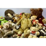 VINTAGE PLUSH TEDDY BEAR with felt hands, 56cms tall and a large collection of other Teddy bears and