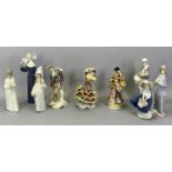 LLADRO FIGURES (6) - Girls, 26cms the tallest, all with boxes, and three Italian pottery figures,
