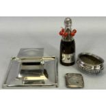 ENGLISH & CONTINENTAL SILVER GROUP - 4 items to include a loaded base desk top inkwell, Birmingham