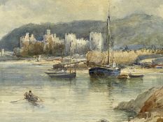 C J PORRITT watercolour - Conway Castle and Harbour titled 'Conway Castle', signed and dated 1910