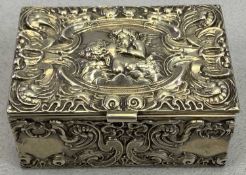 SILVER RING BOX - Birmingham 1903, Maker Levi & Salaman, having near all over embossed and