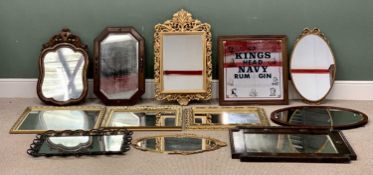MIRRORS (12) - very large vintage and other assortment to include gilt framed, oak framed, pub "Navy