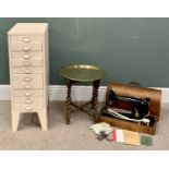 PLUS LOT 9 - VINTAGE FURNITURE ASSORTMENT (3) - painted metal multi-drawer cabinet, 87cms H, 29cms