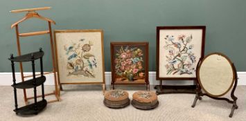 PLUS LOT 47 - FURNISHING ASSORTMENT - to include firescreens (3), a pair of Victorian tapestry top