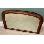 PLUS LOT 17 - OVERMANTEL WALL MIRROR - cross banded burr walnut with arched top, 61cms H, 99cms W,