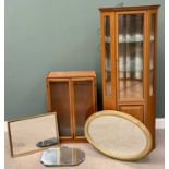 OFFERED WITH LOT 46 - FURNITURE ASSORTMENT - gilt framed mirror and two others, medium wood effect