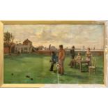 ARTHUR VEREY (1840-1915) large oil on canvas - depicting a group of men playing bowls with a