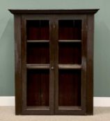 ANTIQUE PINE BOOKCASE CUPBOARD - with two glazed doors, 170cms H, 139cms W, 36cms D