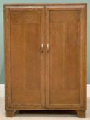 OFFERED WITH LOT 34 - MID CENTURY OAK TWO DOOR WARDROBE - half shelved interior,118cms H, 84cms W,