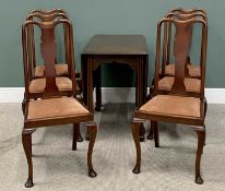 VINTAGE MAHOGANY GATELEG DINING TABLE & SIX HIGH SPLAT BACK CHAIRS with drop-in upholstered seats,