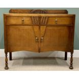 PLUS LOT 26 - ART DECO STYLE RAILBACK SIDEBOARD - polished oak with two drawers over two cupboard