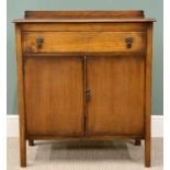 OFFERED WITH LOT 27 - EDWARDIAN POLISHED OAK SIDEBOARD - single drawer over two cupboard doors,