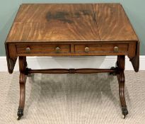 REGENCY MAHOGANY SOFA TABLE - a fine example with two drawers and opposing blind drawers, lyre end