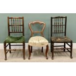 OFFERED WITH LOT 10 - ANTIQUE CHAIR ASSORTMENT (3) - to include two rush seated spindle back side