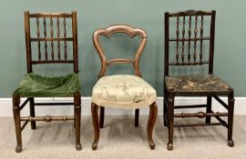 OFFERED WITH LOT 10 - ANTIQUE CHAIR ASSORTMENT (3) - to include two rush seated spindle back side