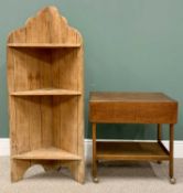 OFFERED WITH LOT 51 - ANTIQUE PINE CORNER BOOKSHELF - with three shelves, 139cms H, 57cms W, 28cms D