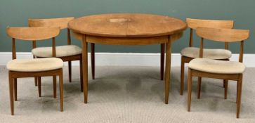 PLUS LOT 45 - G-PLAN MID CENTURY TEAK EXTENDING DINING TABLE & FOUR UPHOLSTERED SEAT CHAIRS -