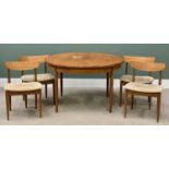 PLUS LOT 45 - G-PLAN MID CENTURY TEAK EXTENDING DINING TABLE & FOUR UPHOLSTERED SEAT CHAIRS -