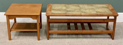 MID CENTURY TYPE OCCASIONAL TABLES - to include a Long John tiled top table, 40cms H, 96cms W, 45cms