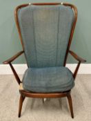 VINTAGE ERCOL STICKBACK ARMCHAIR - 103cms H, 74cms W 49cms D