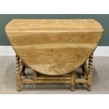 BARLEY TWIST GATE LEG TABLE - bleached oak, 74cms H, 149cms W, 107cms D (open)