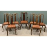 CIRCA 1910 MAHOGANY DINING CHAIRS (6 plus 1) - with high backs and drop in padded seats, 110cms H,