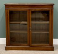 VICTORIAN MAHOGANY BOOKCASE CUPBOARD - with twin glazed doors and three interior shelves, 119cms