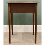 EDWARDIAN MAHOGANY SCHOOL TYPE DESK - with lift top, on tapered supports, 75cms H, 57cms W, 56cms D