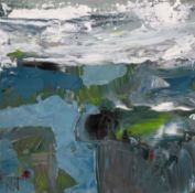‡ NICHOLAS WARD oil on panel - abstract entitled verso 'Trefil Quarry', signed with initials,
