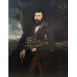 THOMAS BARKER OF BATH oil on canvas - portrait of a bearded peasant, title to plaque 'The Stick