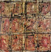 ‡ CARYS BRYN mixed media on canvas - abstract with squares, entitled verso 'Squares', signed and
