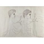 ‡ BRENDA CHAMBERLAIN pen and ink – ‘Two Tree Heads’, signed and dated 1970Dimensions: 40 x