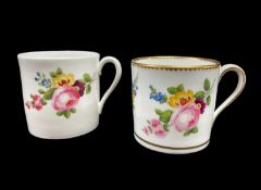TWO RARE NANTGARW PORCELAIN COFFEE CANS circa 1818-1820, similar shaped, both painted with