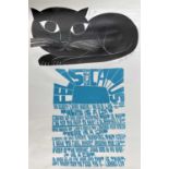 ‡ PAUL PETER PIECH two colour lithograph on grey background - Felis Cattus by Doreen Wallace,