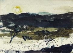 ‡ JOHN KNAPP-FISHER watercolour - sunset, the Northern Cape of South Africa, entitled verso 'Karoo