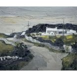 ‡ WILF ROBERTS oil on canvas - roadway with cottages, entitled verso 'Goferydd', signed and dated