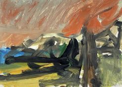 ‡ PETER PRENDERGAST gouache on paper - entitled verso on Oriel Tegfryn Gallery label 'Red Sky