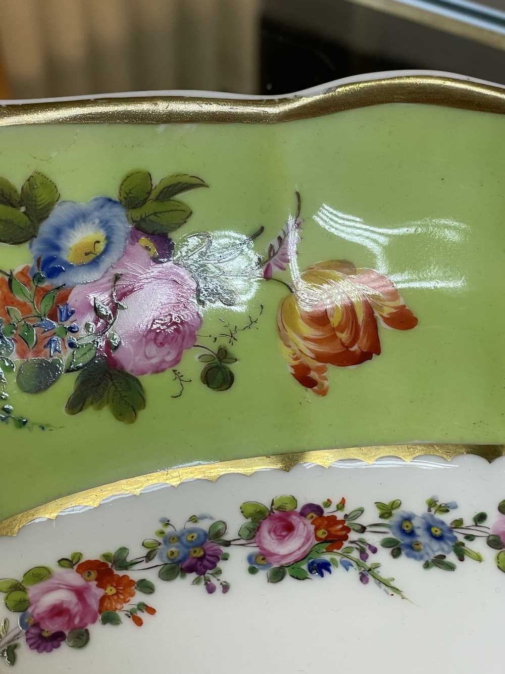 NANTGARW PORCELAIN CENTRE DISH circa 1818-1820, of lobed oval form with twin fan handles picked - Image 16 of 20