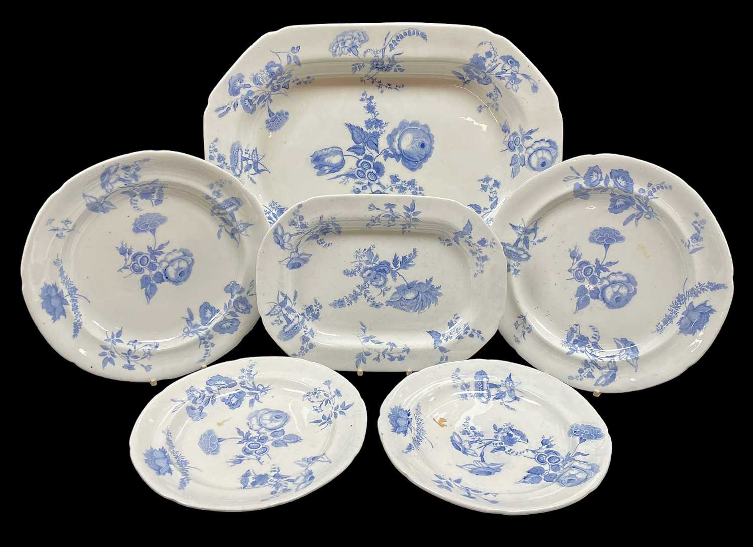 SWANSEA PORCELAIN PART DINNER SERVICE circa 1815-1820, comprising large platter, 41cms, small