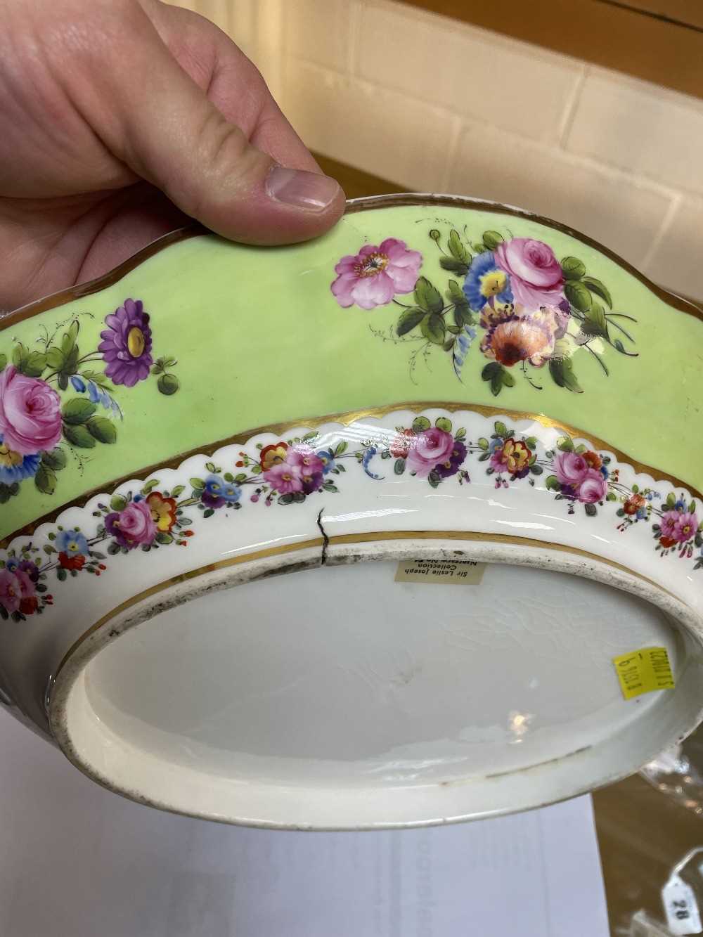 NANTGARW PORCELAIN CENTRE DISH circa 1818-1820, of lobed oval form with twin fan handles picked - Image 9 of 20