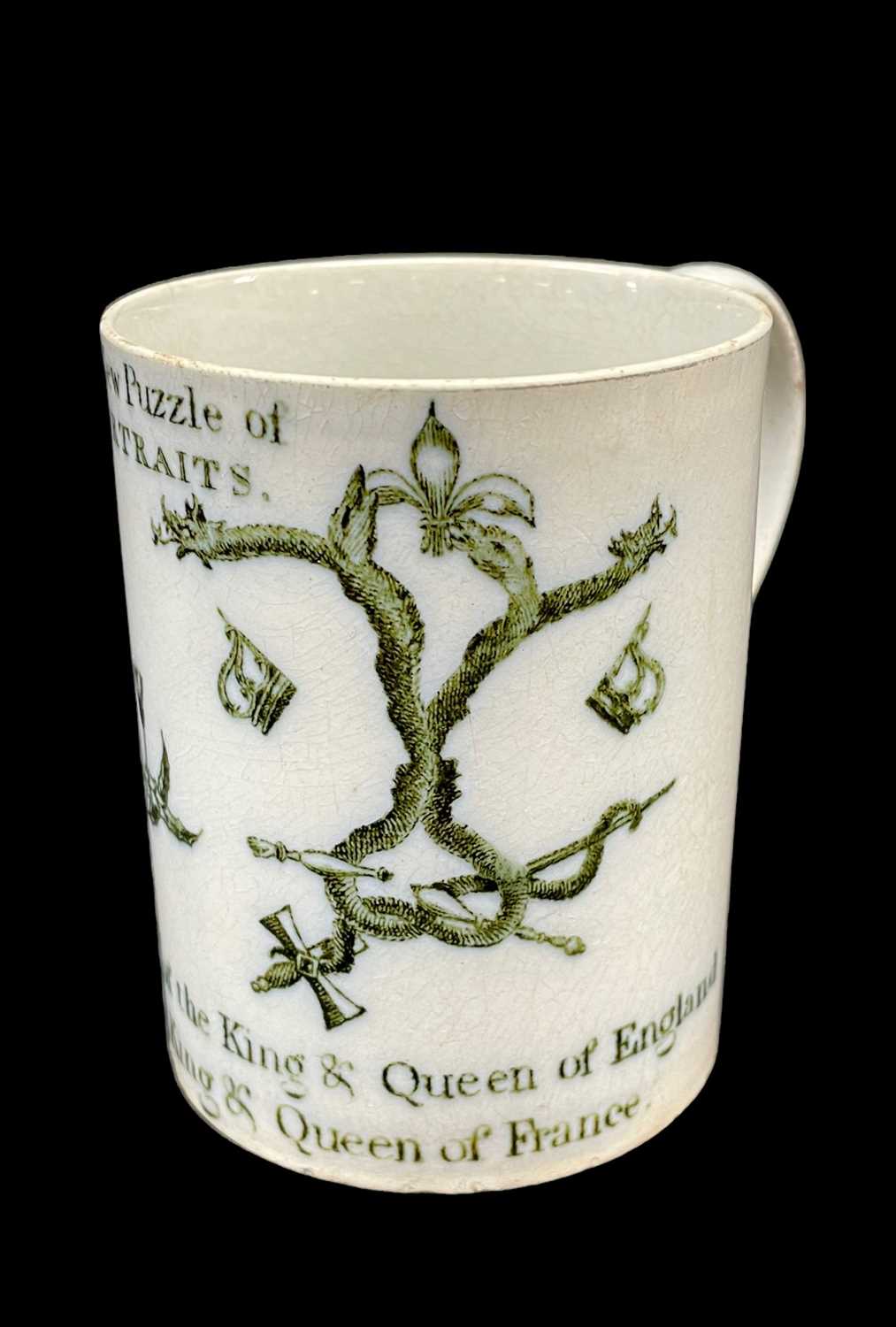 RARE SWANSEA CAMBRIAN PEARLWARE VISUAL ILLUSION MUG, circa 1795, of cylindrical form with ear-shaped - Image 2 of 4